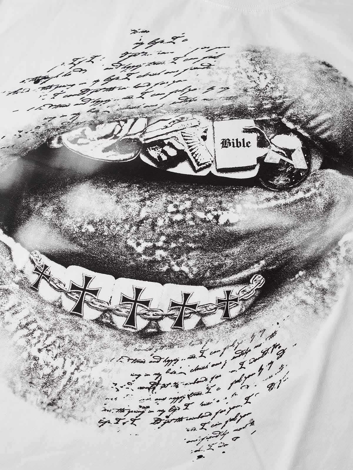 T-SHIRT NOISSEY WHITE BOXYFIT OVERSIZE ART BIBLE LIP