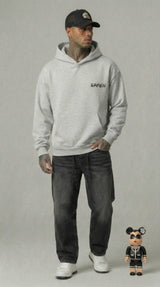 FELPA UOMO  BOXY CON CAPPUCCIO BASICA LOGO - HAMEN - ART. LOGO.H