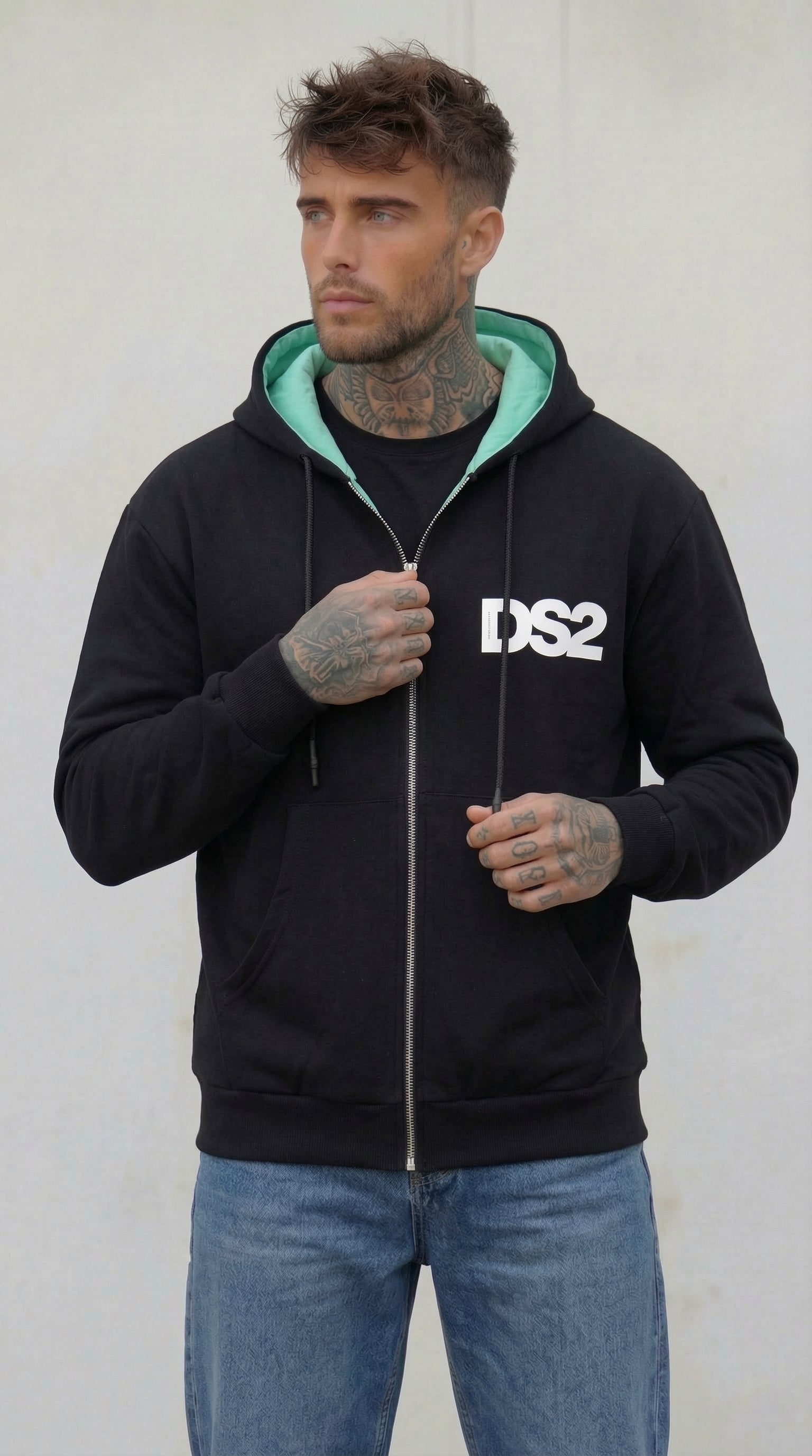 FELPA ZIP CON CAPPUCCIO PIU' COLORI  CON INSERTI - DS2 - ART. SS26210