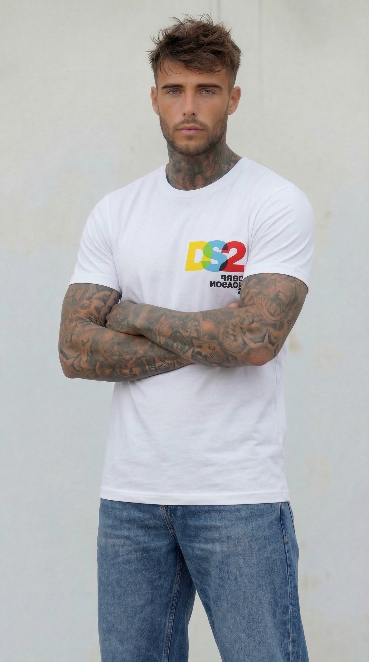 T-SHIRT BIANCO CON LOGO COLORATO  -DS2 - ART. SS26293