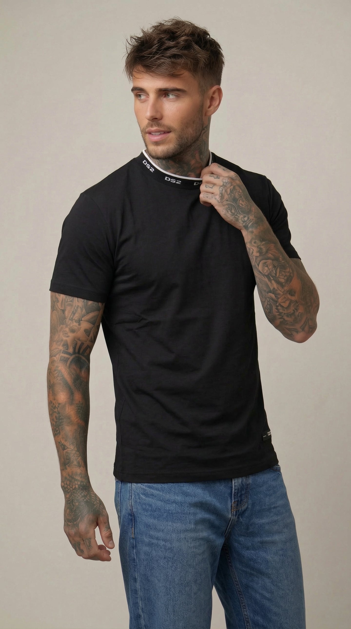 T-SHIRT COLLO IN MAGLIA CON LOGO - PIU' COLORI  -DS2 - ART. SS26300