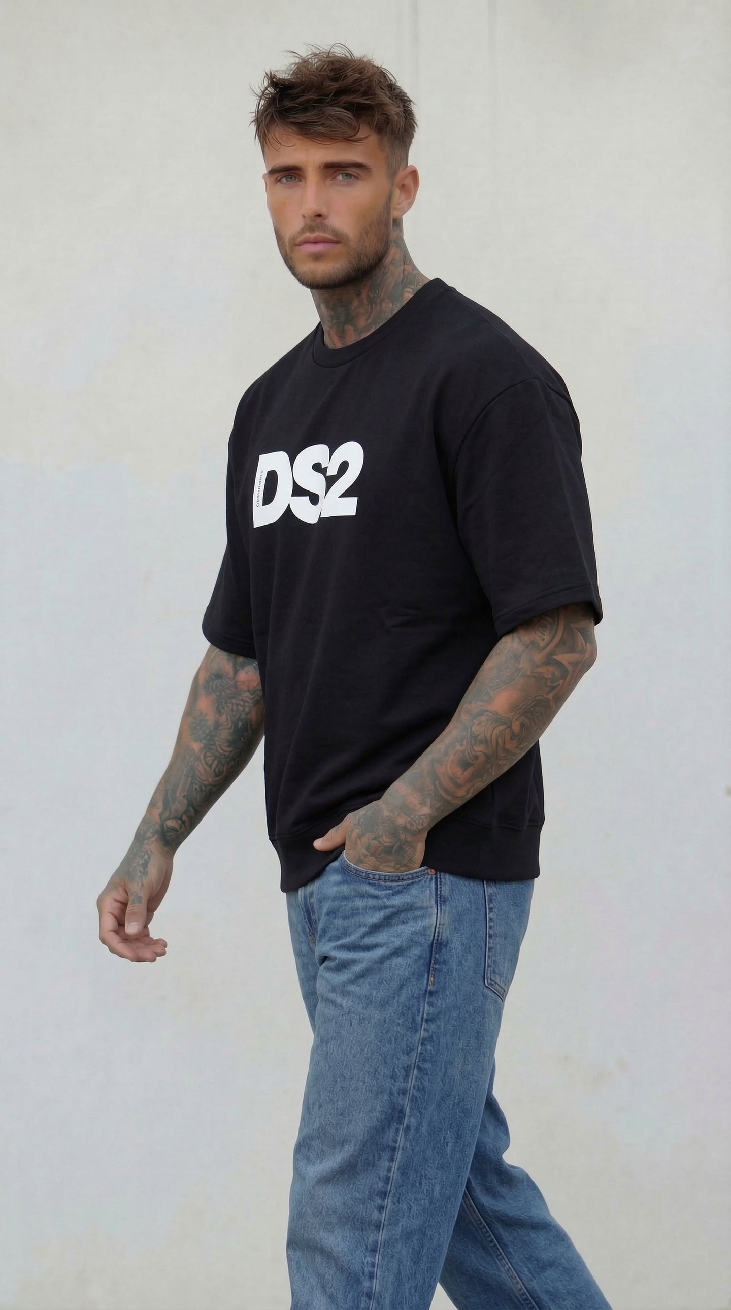 T-SHIRT FELPA CON LOGO BIG -  NERO  - DS2 - ART. SS26280