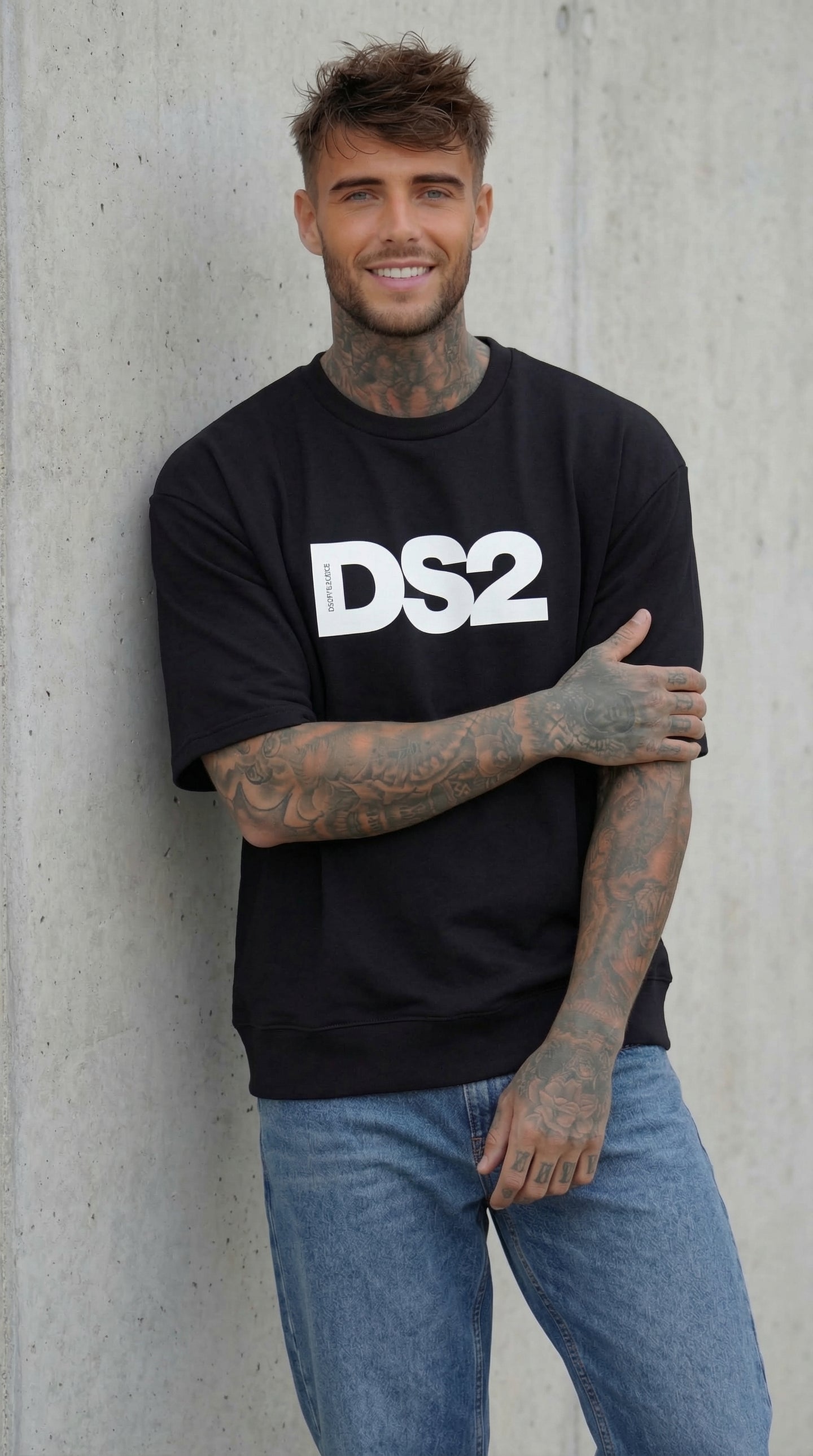T-SHIRT FELPA CON LOGO BIG -  NERO  - DS2 - ART. SS26280