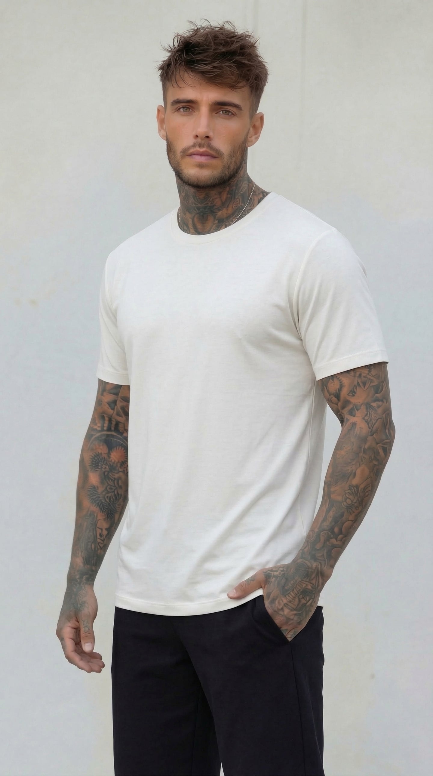 T-SHIRT GIROCOLLO - NEW JOB BRAND - ART. TS258 - COL. BIANCO