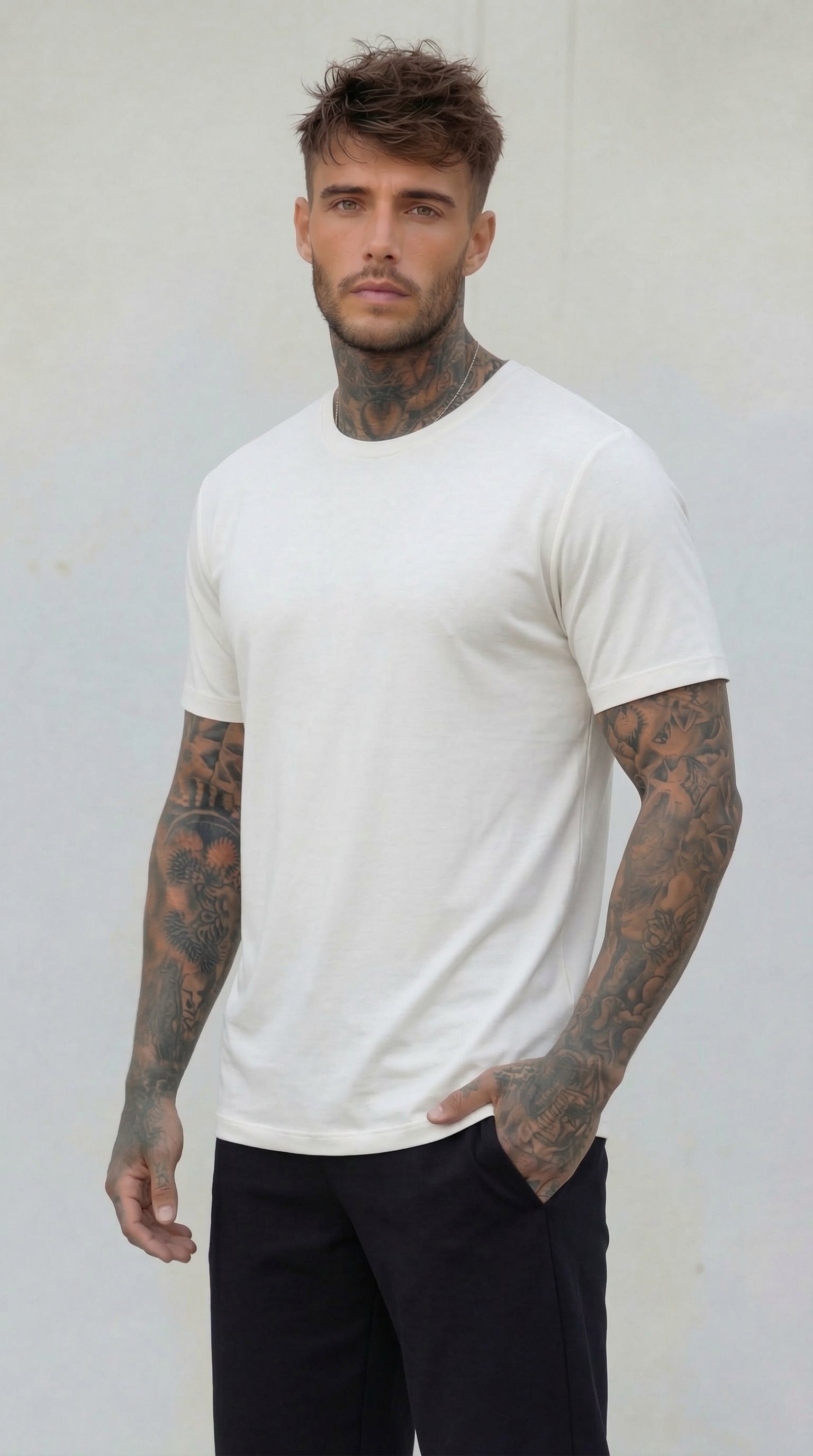 T-SHIRT GIROCOLLO - NEW JOB BRAND - ART. TS258 - COL. BIANCO