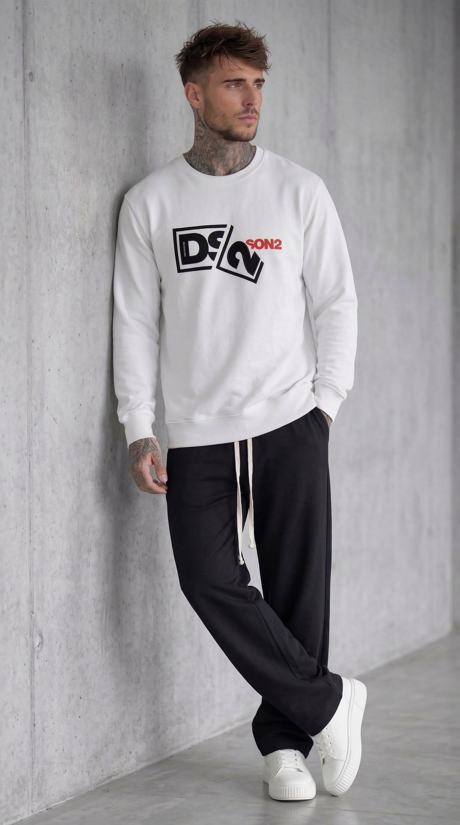 FELPA GIROCOLLO CON LOGO IN RILIEVO - DS2 - ART. SS26238
