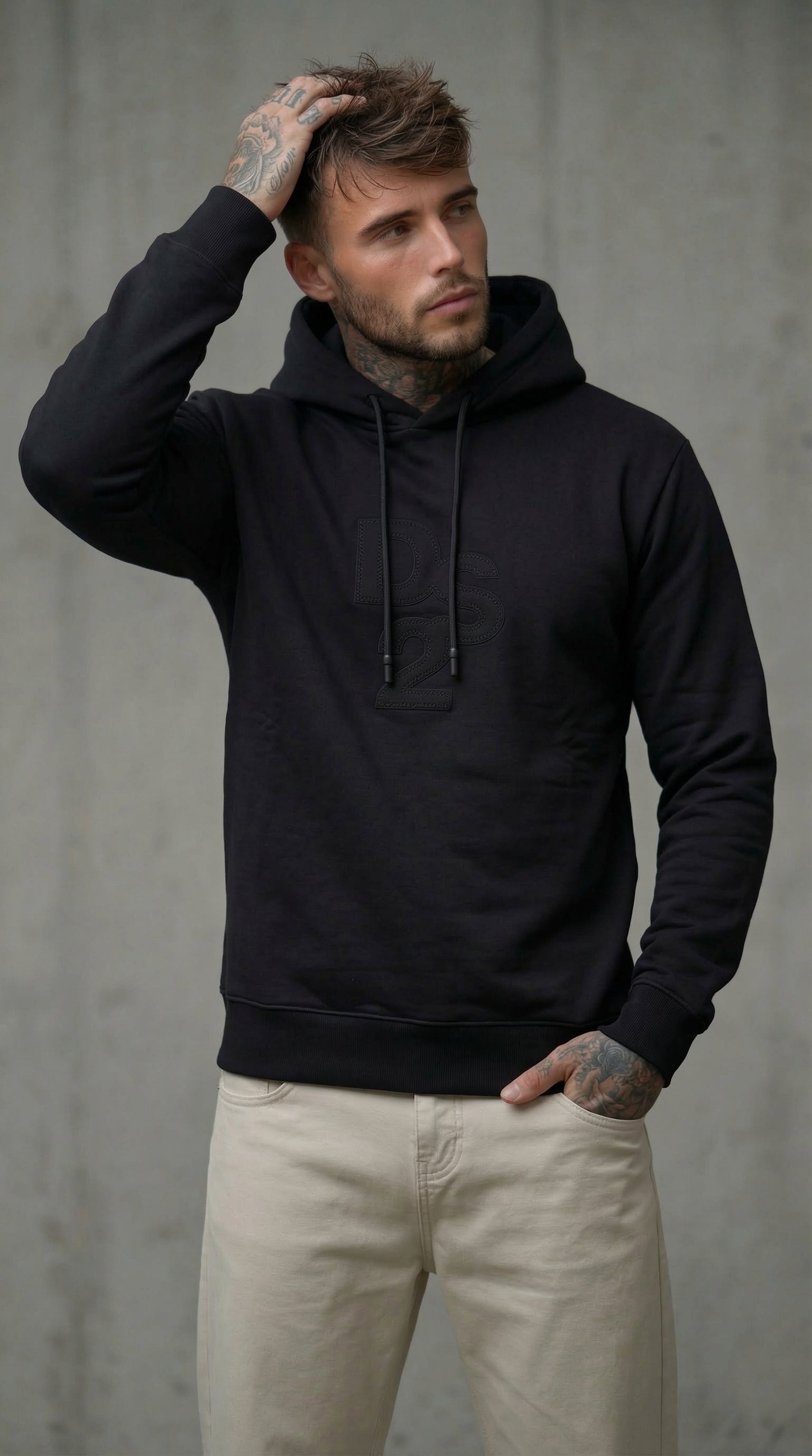 FELPA NERO CON CAPPUCCIO HOODIE - DS2 - ART. SS26231