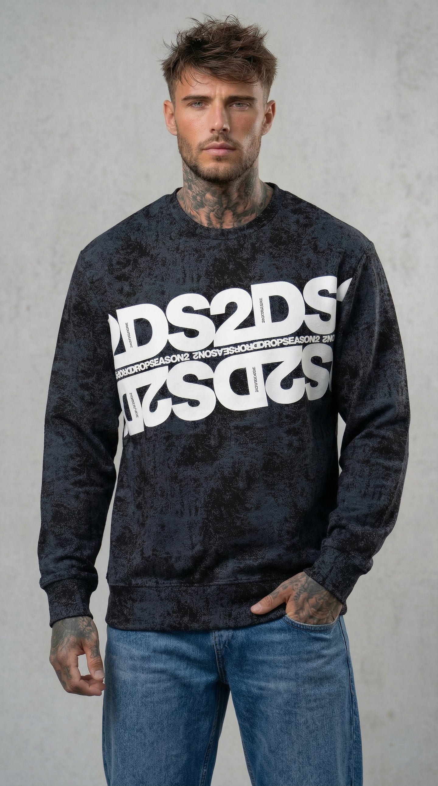 FELPA GIROCOLLO EFFETTO STONE WASH - DS2 - ART. SS26263