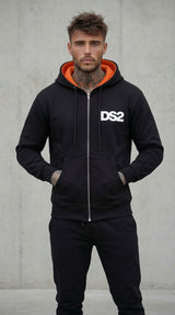 FELPA ZIP CON CAPPUCCIO PIU' COLORI  CON INSERTI - DS2 - ART. SS26210