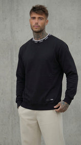 FELPA GIROCOLLO  NERO BIANCO COLLO IN MAGLIA LOGATO  - DS2 - ART. SS26303