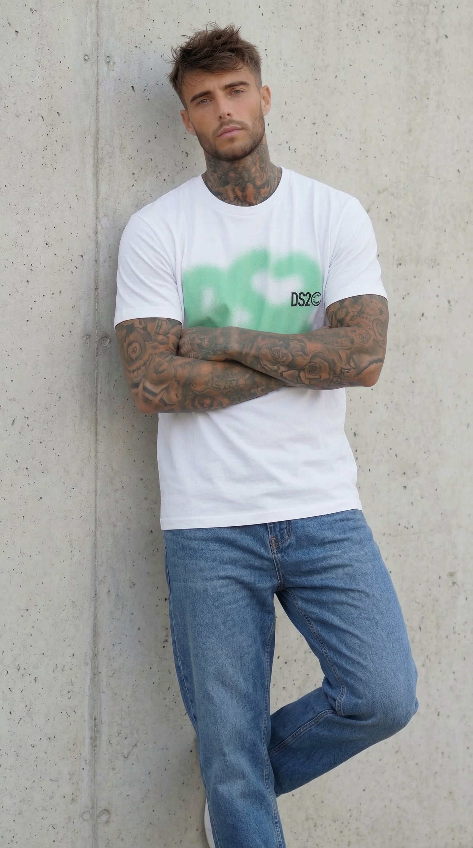 T-SHIRT BIANCO CON LOGO SPRAY  -DS2 - ART. SS26223