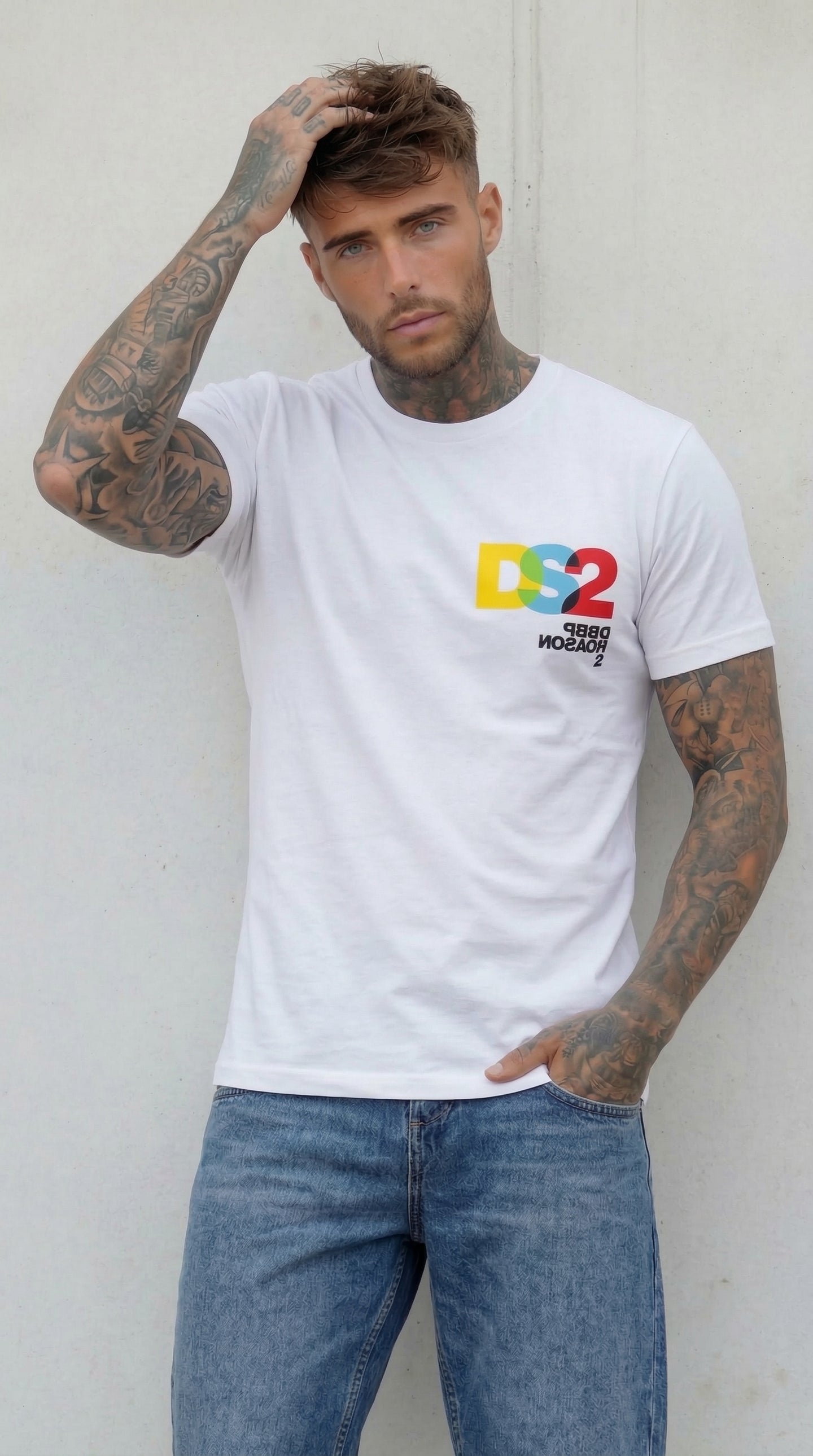 T-SHIRT BIANCO CON LOGO COLORATO  -DS2 - ART. SS26293