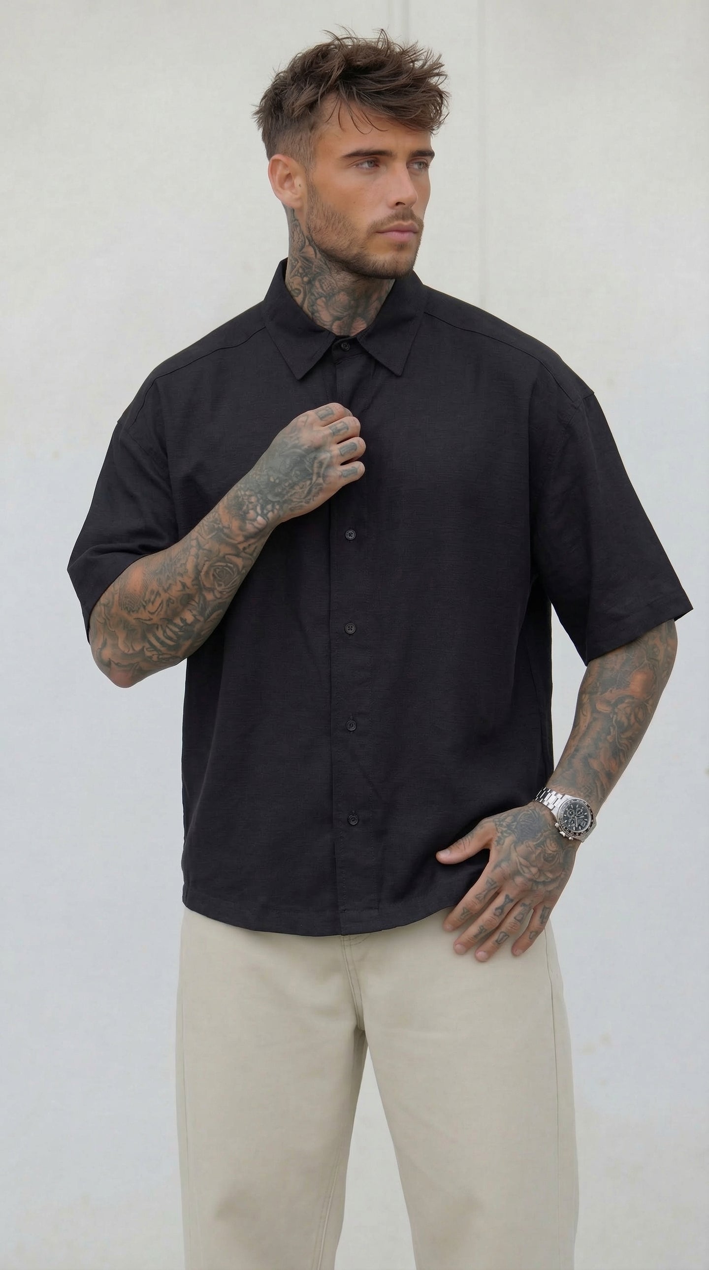 CAMICIA MEZZA MANICA OLIVA - BERNA - ART. 261224