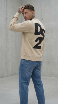 FELPA GIROCOLLO GRIGIO SABBIA CON LOGO TONO SU TONO   - DS2 - ART. SS26228