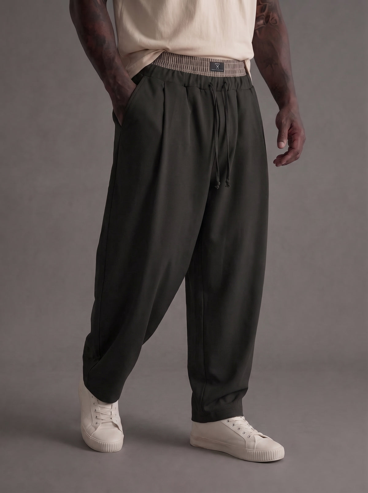 PANTALONE IMPERIAL BAGGY CON VITA ELASTICIZZATA PE8JMAY