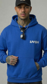 FELPA UOMO  BOXY CON CAPPUCCIO BASICA LOGO - HAMEN - ART. LOGO.H