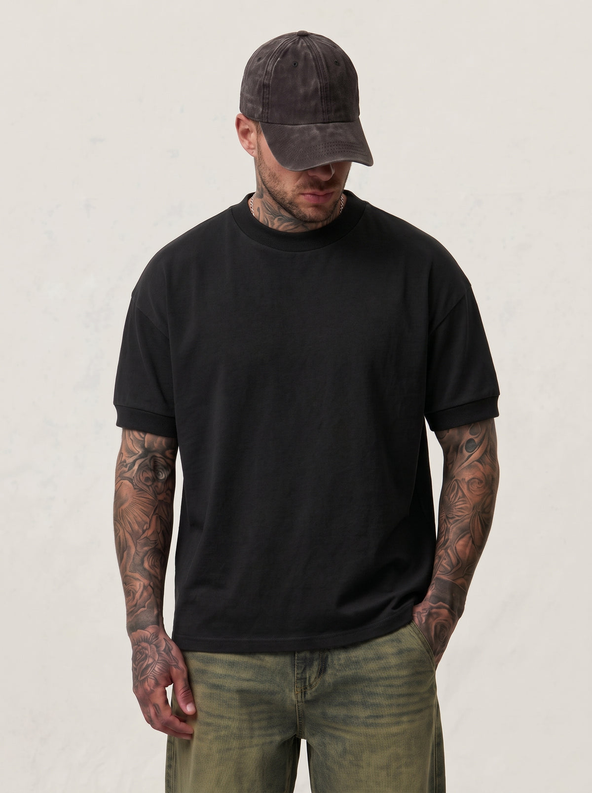 T-SHIRT NEW JOB BRAND BASICA CON POLSINO SULLA MANICA ART T692
