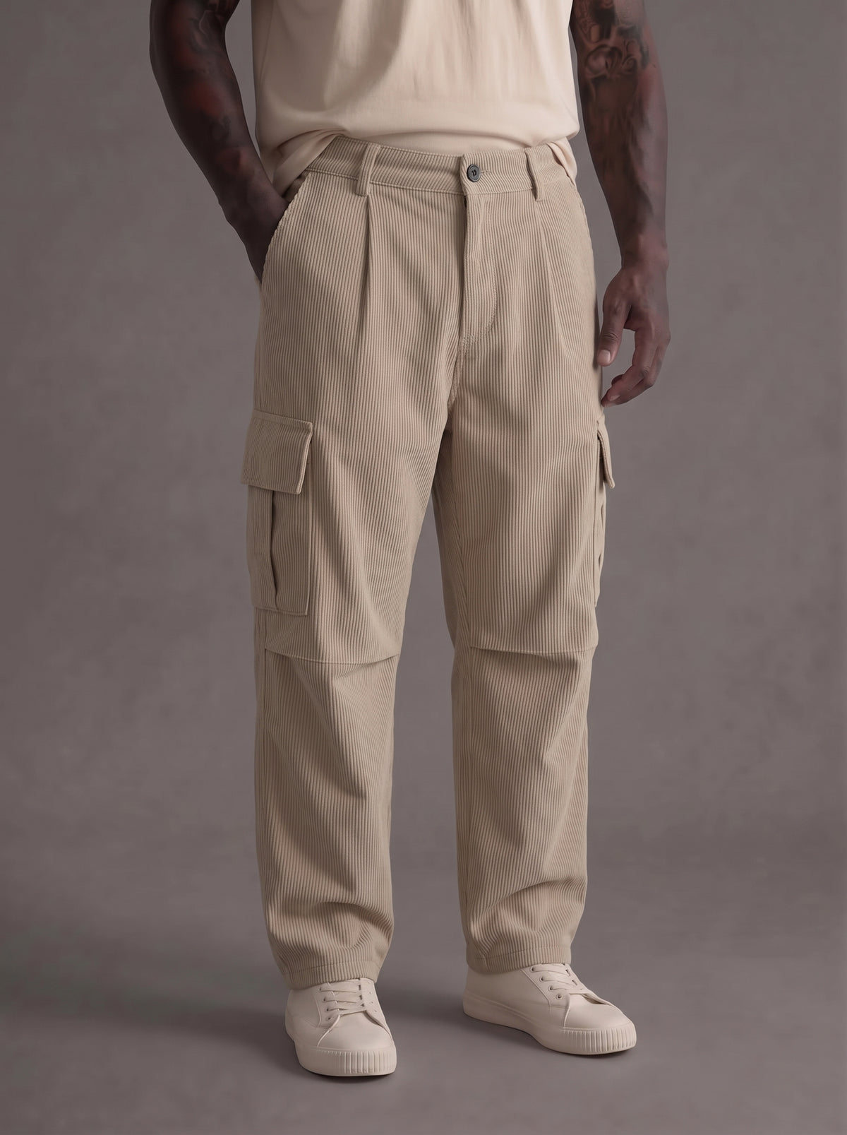PANTALONE IMPERIAL CARGO VELLUTO BEIGE ART P84063P00