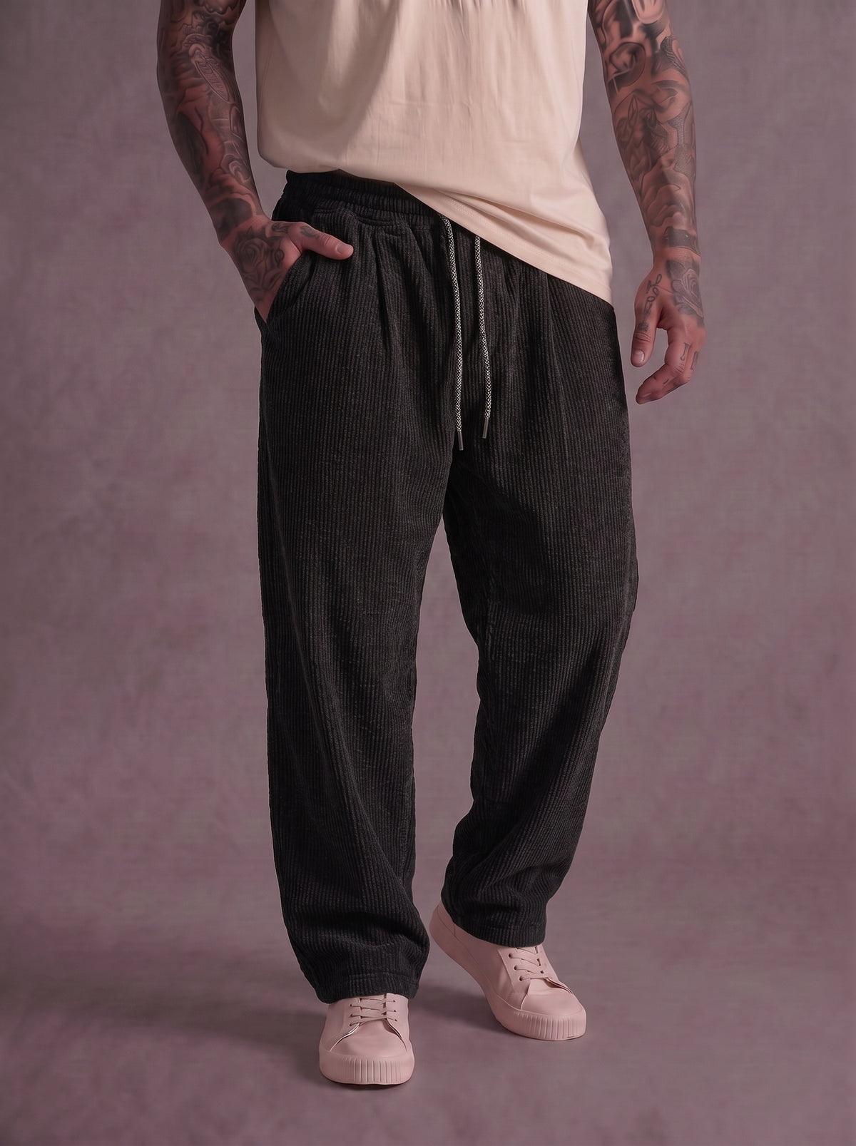 PANTALONE BL11 JCON ELASTICO IN VITA VELLUTO MARTELLATO ART BL2656