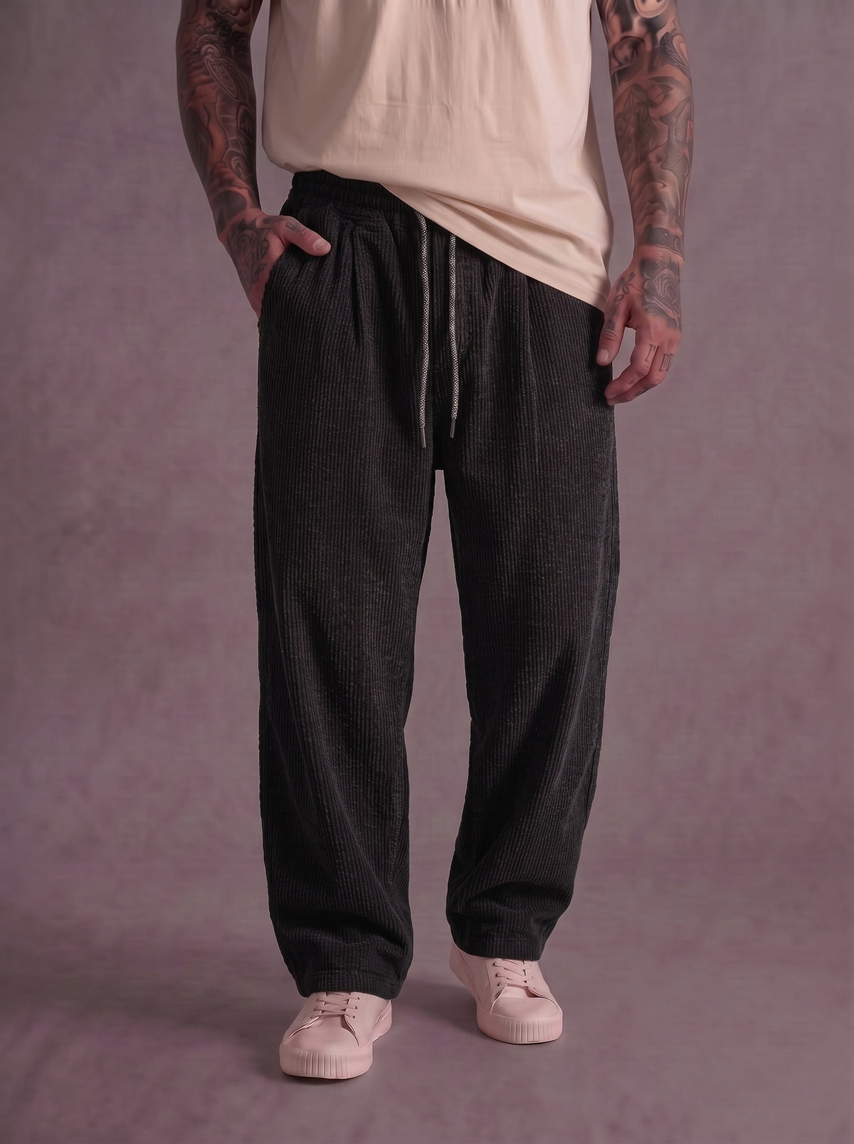 PANTALONE BL11 JCON ELASTICO IN VITA VELLUTO MARTELLATO ART BL2656