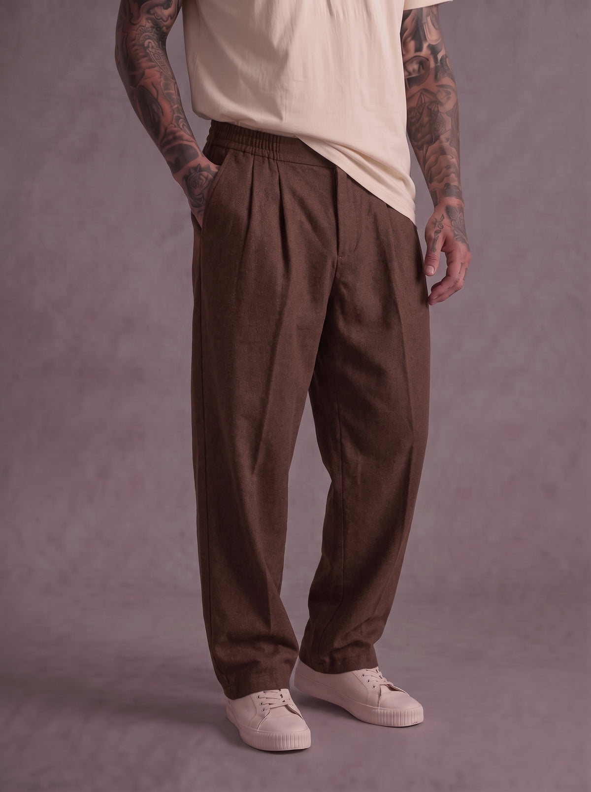 PANTALONE BL11 LANETTA  CON ELASTICO IN VITA MORO ART 43PI445162