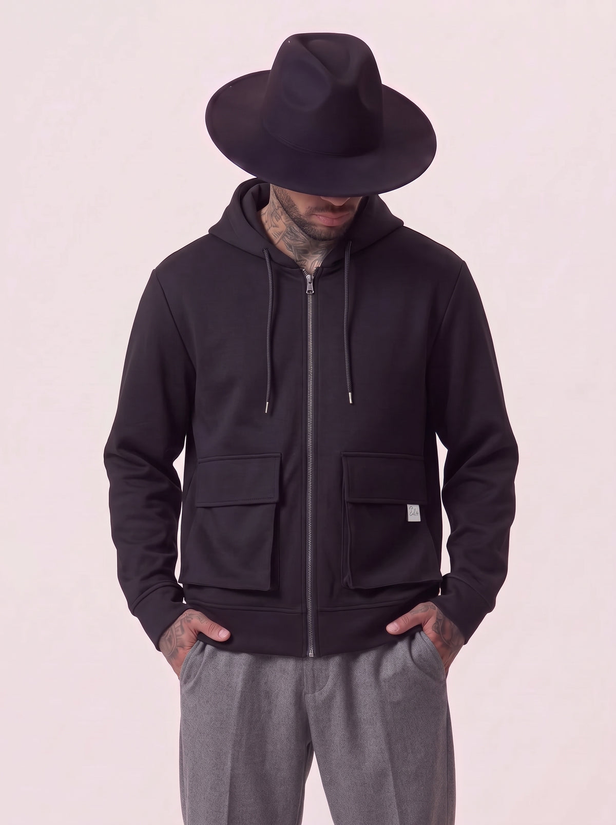 FELPA BL11 CAPPUCCIO ZIP NERO ART BL43FI4400001