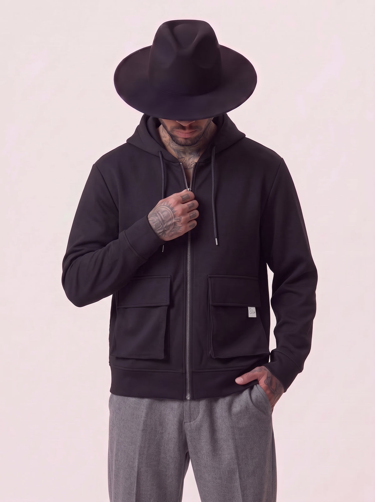 FELPA BL11 CAPPUCCIO ZIP NERO ART BL43FI4400001