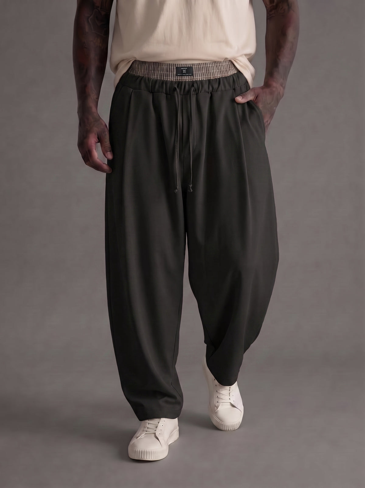 PANTALONE IMPERIAL BAGGY CON VITA ELASTICIZZATA PE8JMAY
