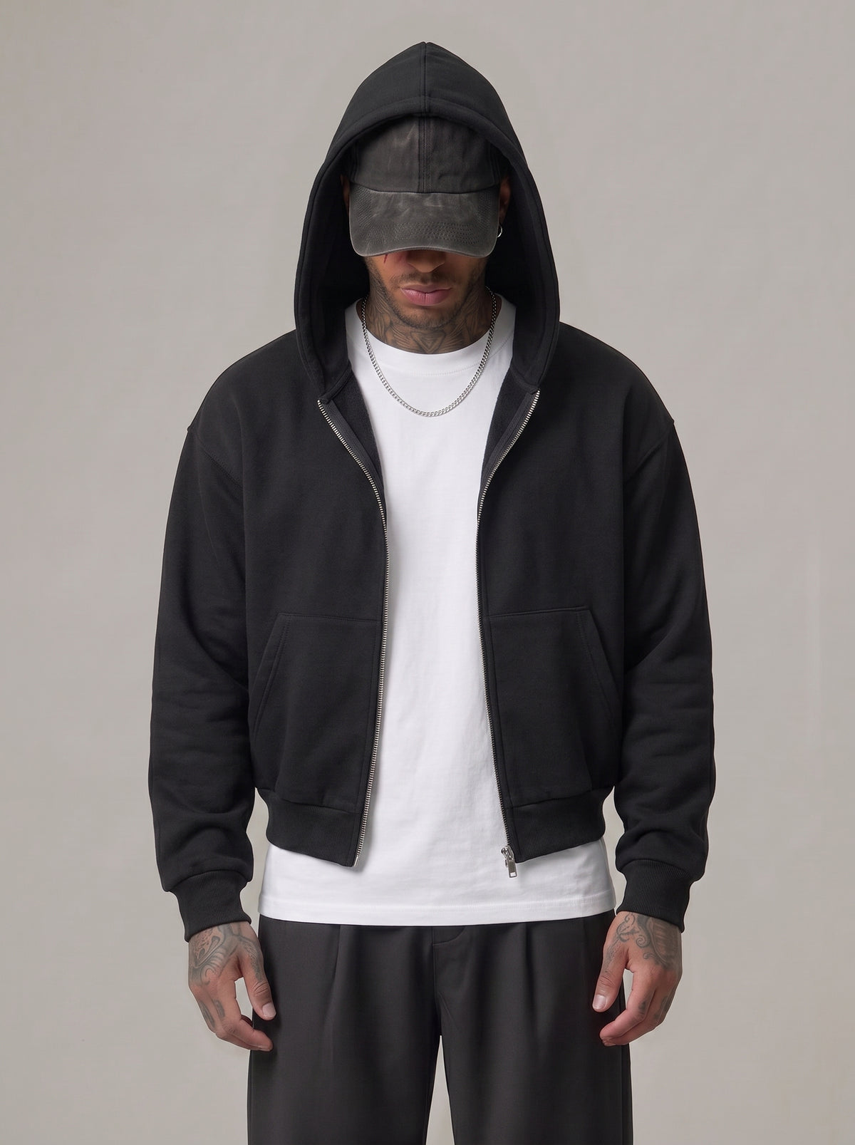 FELPA ONLY&SONS BOXY FIT CON CAPPUCCIO + ZIP  ONLY&SONS - ART. 22035193