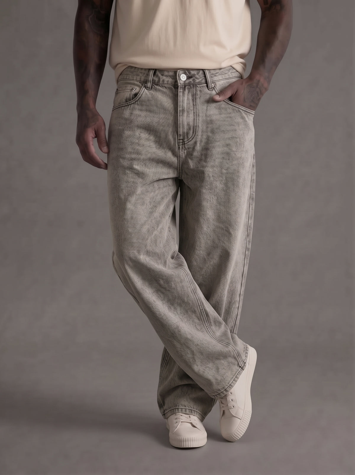JEANS YTUAL SABBIATO GRIGIO ART DIRTY GRAY