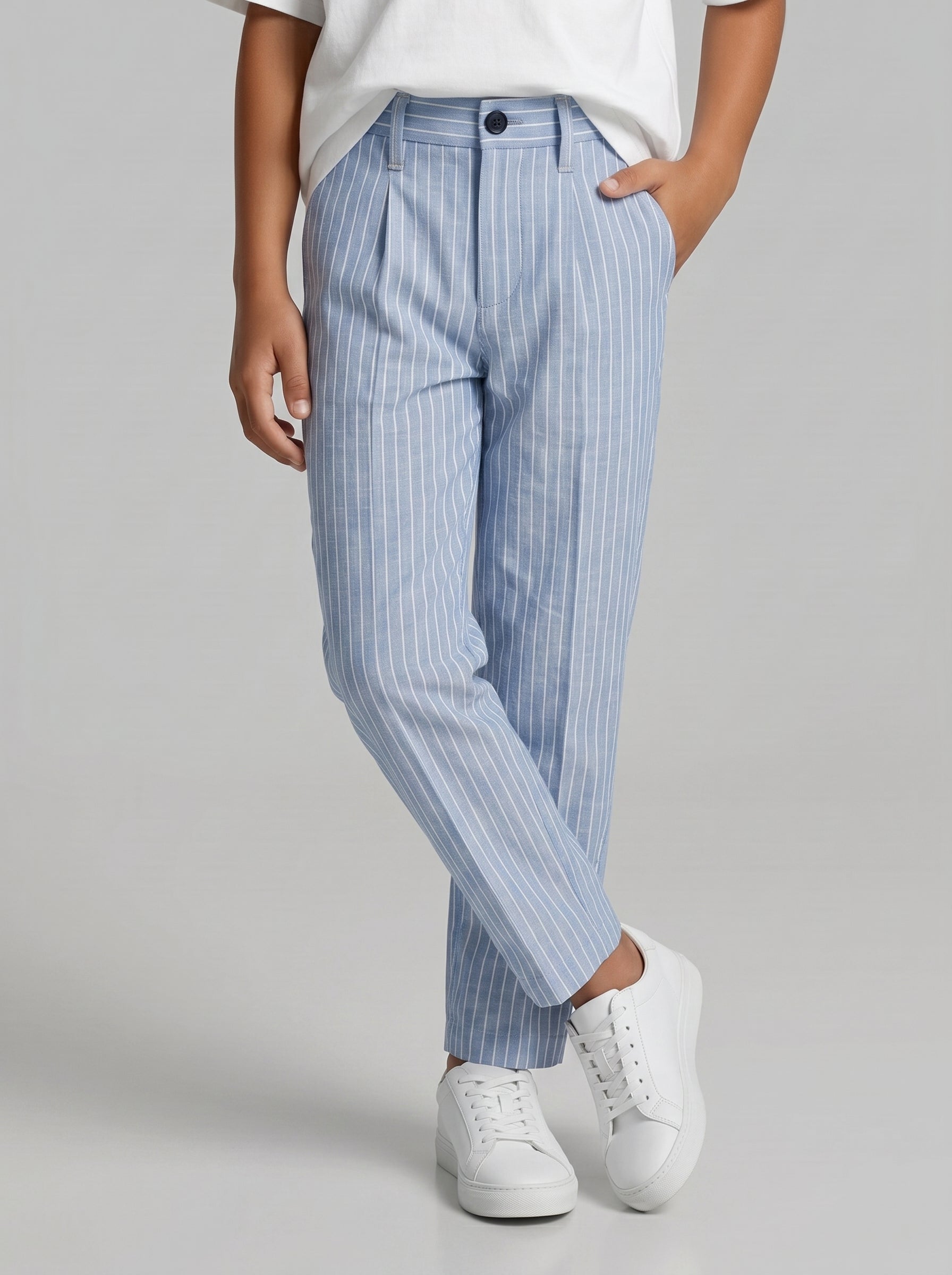 PANTALONE BERNA KIDS BAMBINO RIGHE CELESTE ART 240212 30