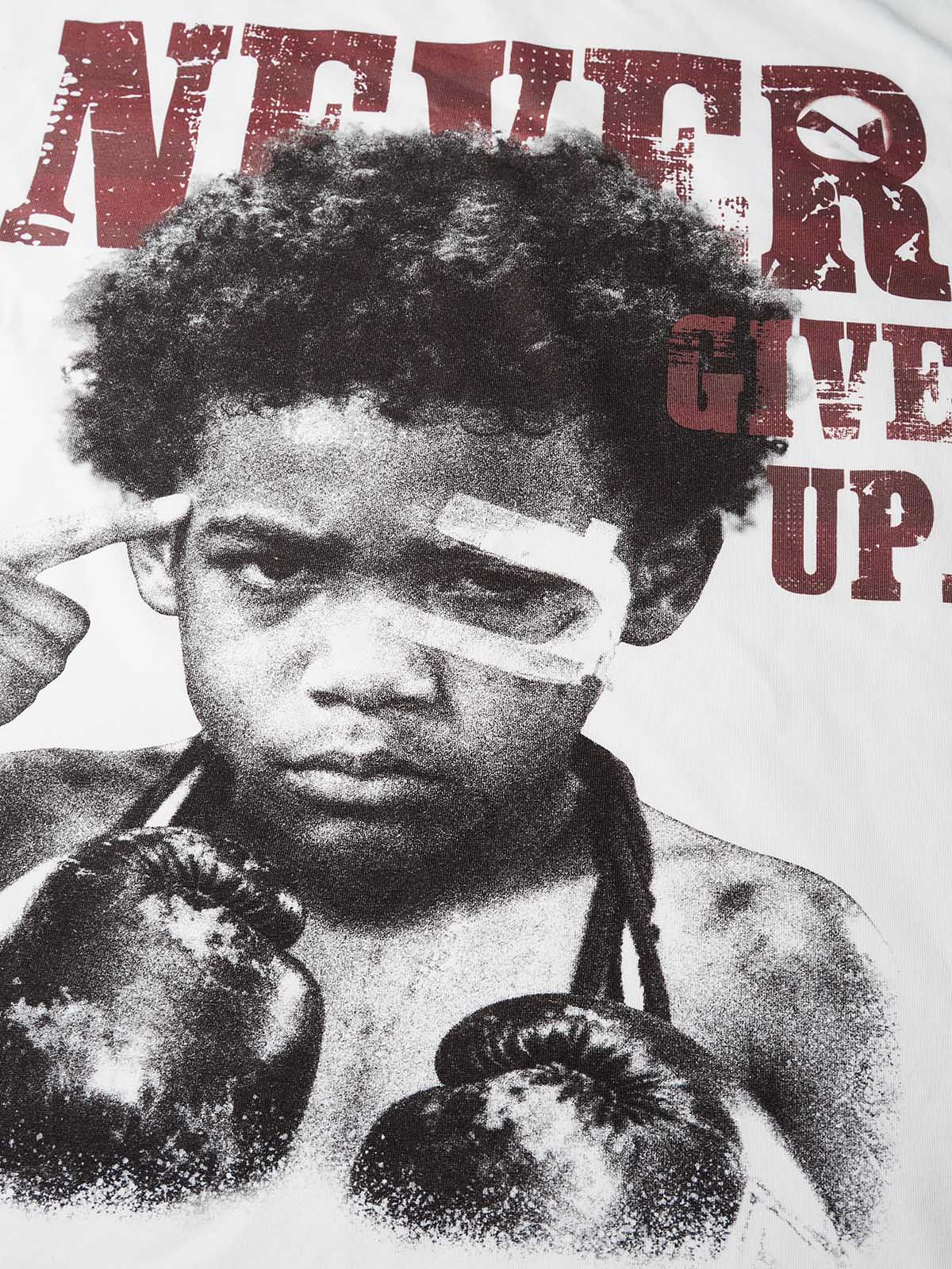 T-SHIRT NOISSEY WHITE BOXYFIT OVERSIZE ART NEVER GIVE UP
