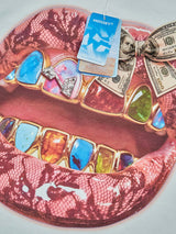 T-SHIRT NOISSEY WHITE BOXYFIT OVERSIZE ART BOCCA LIP BANKNOTE