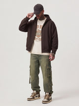 FELPA NEW JOB BRAND CON CAPPUCCIO ZIP OVER BOXY FIT ART GB28