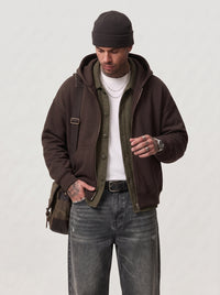 FELPA NEW JOB BRAND CON CAPPUCCIO ZIP OVER BOXY FIT ART GB28