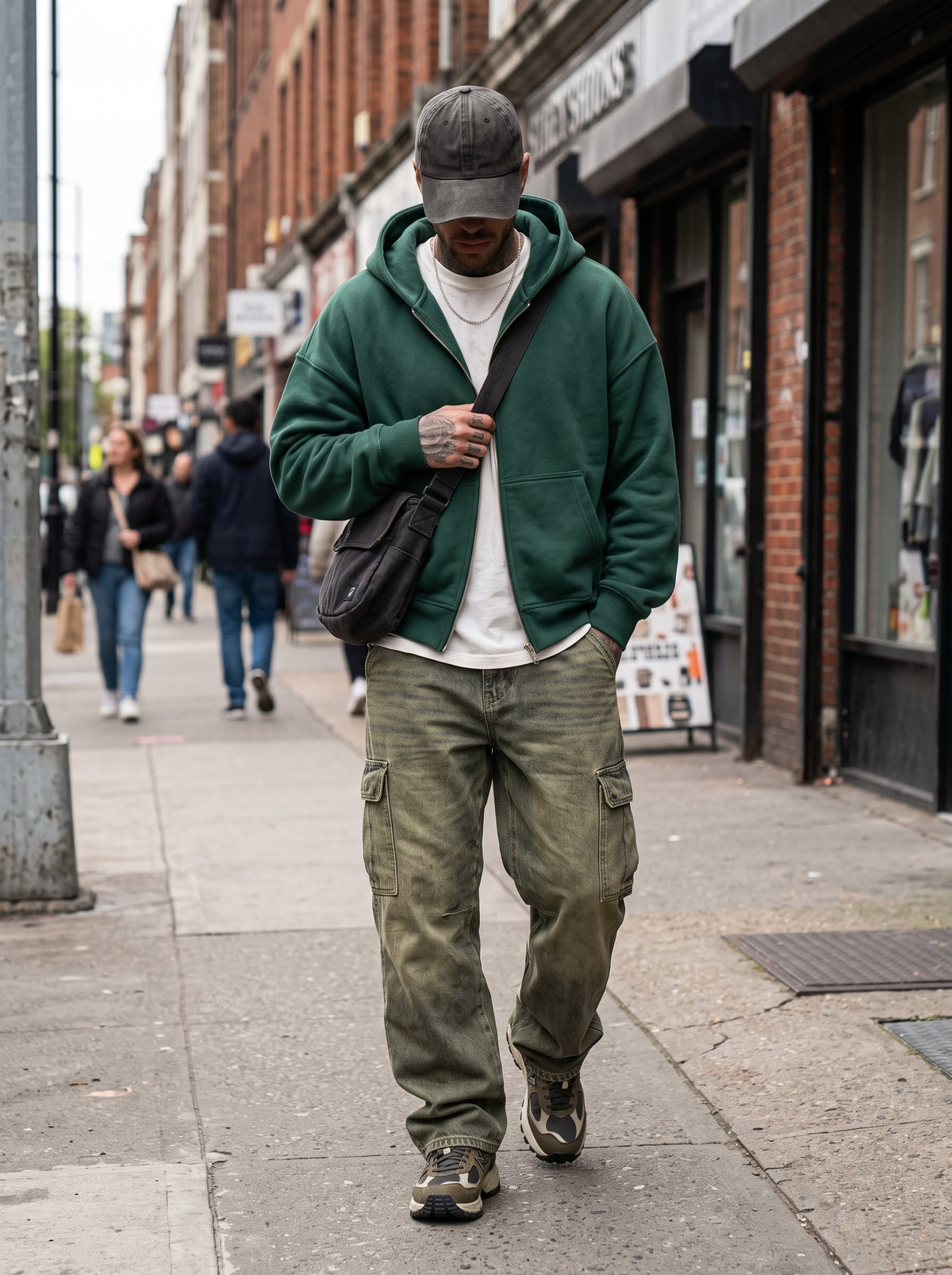 FELPA NEW JOB BRAND CON CAPPUCCIO ZIP OVER BOXY FIT ART GB28