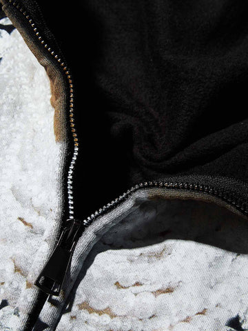 FELPA CON CAPPUCCIO ZIP STAMPA PEARL MASK  NERO   - NOISSEY