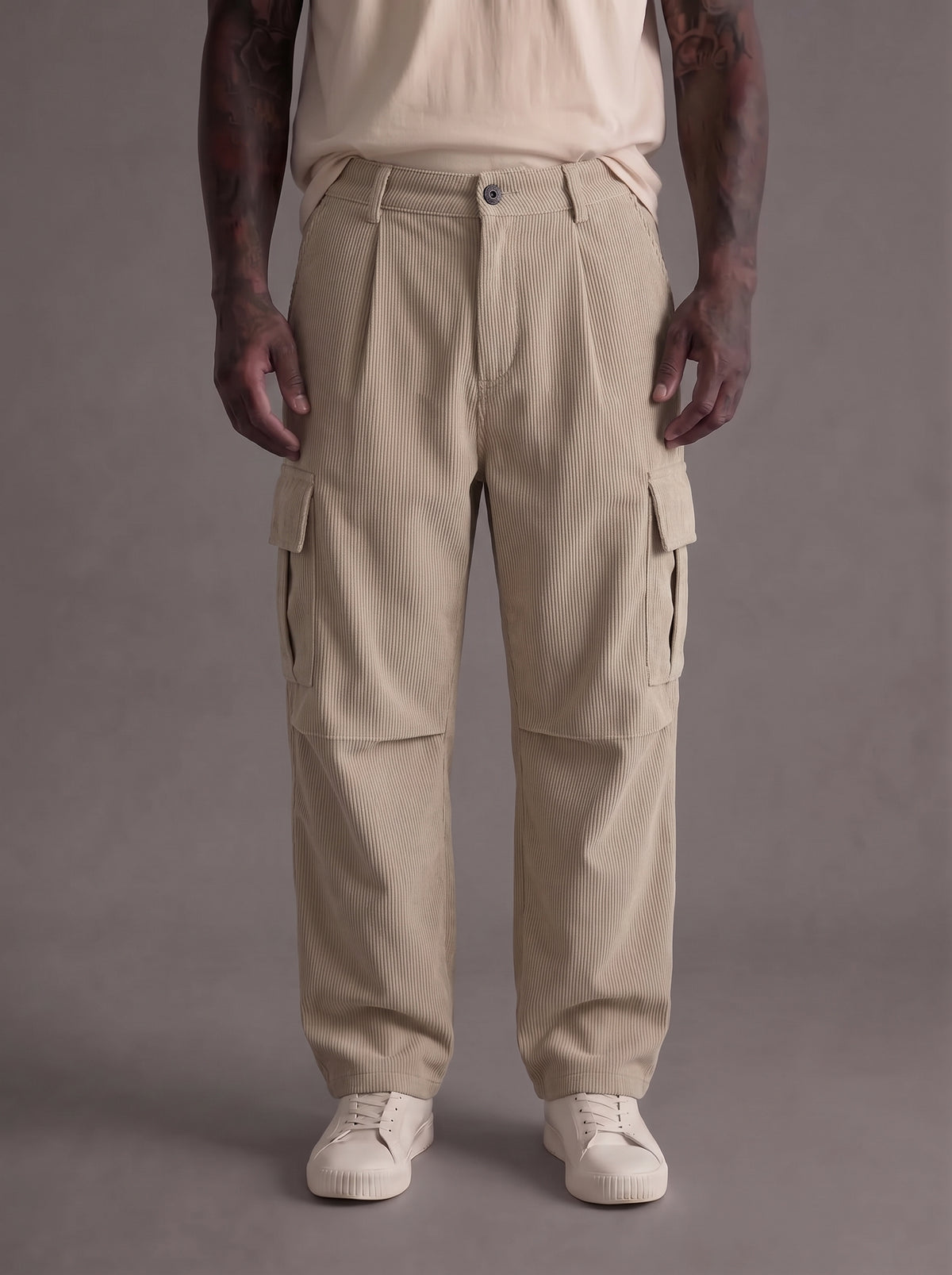 PANTALONE IMPERIAL CARGO VELLUTO BEIGE ART P84063P00
