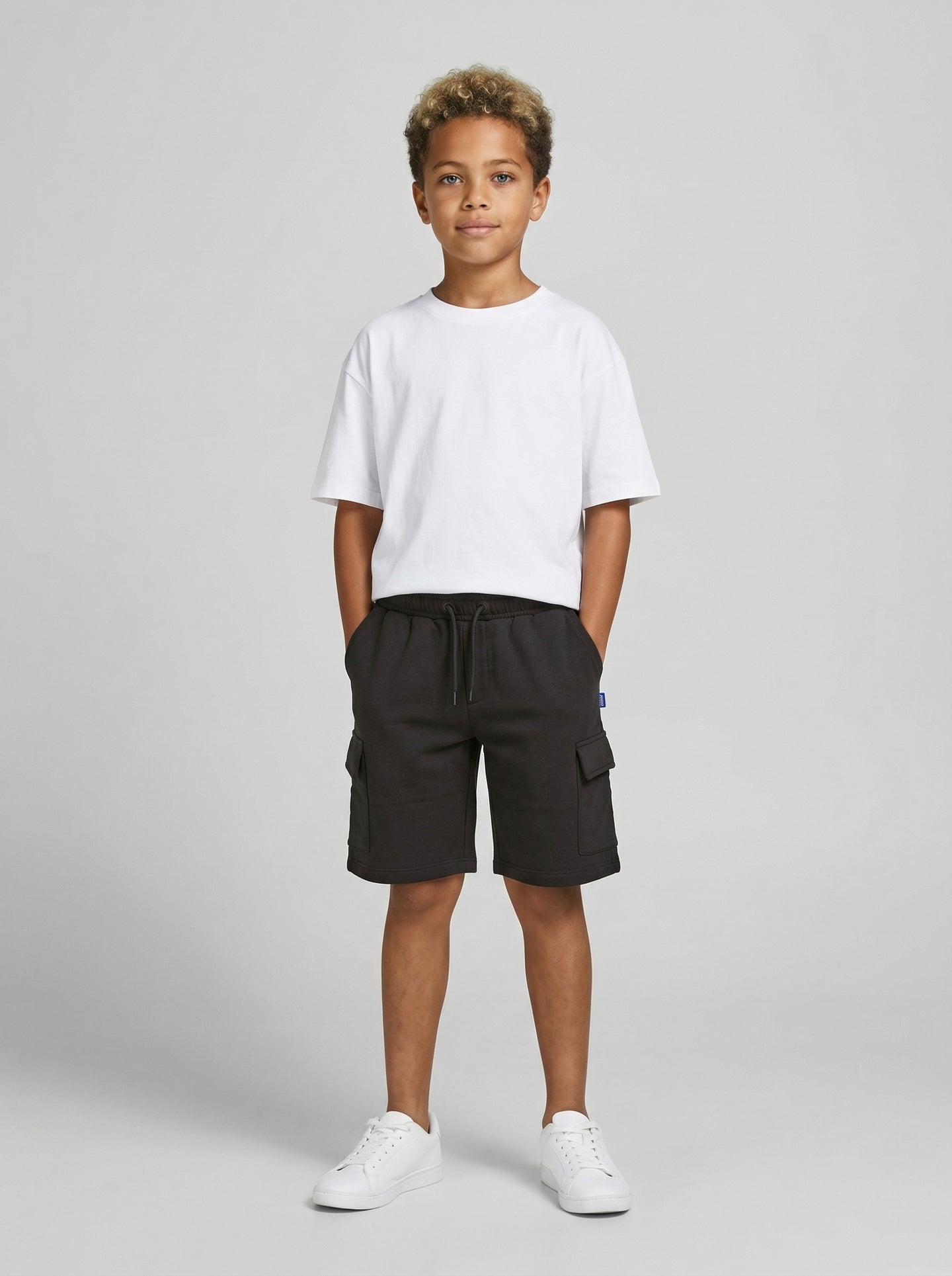 BERMUDA  JACK & JONES BAMBINO CARGO  IN FELPA  REGULAR NERO ART 12254213