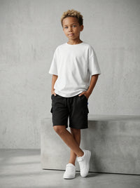 BERMUDA  JACK & JONES BAMBINO CARGO  IN FELPA  REGULAR NERO ART 12254213
