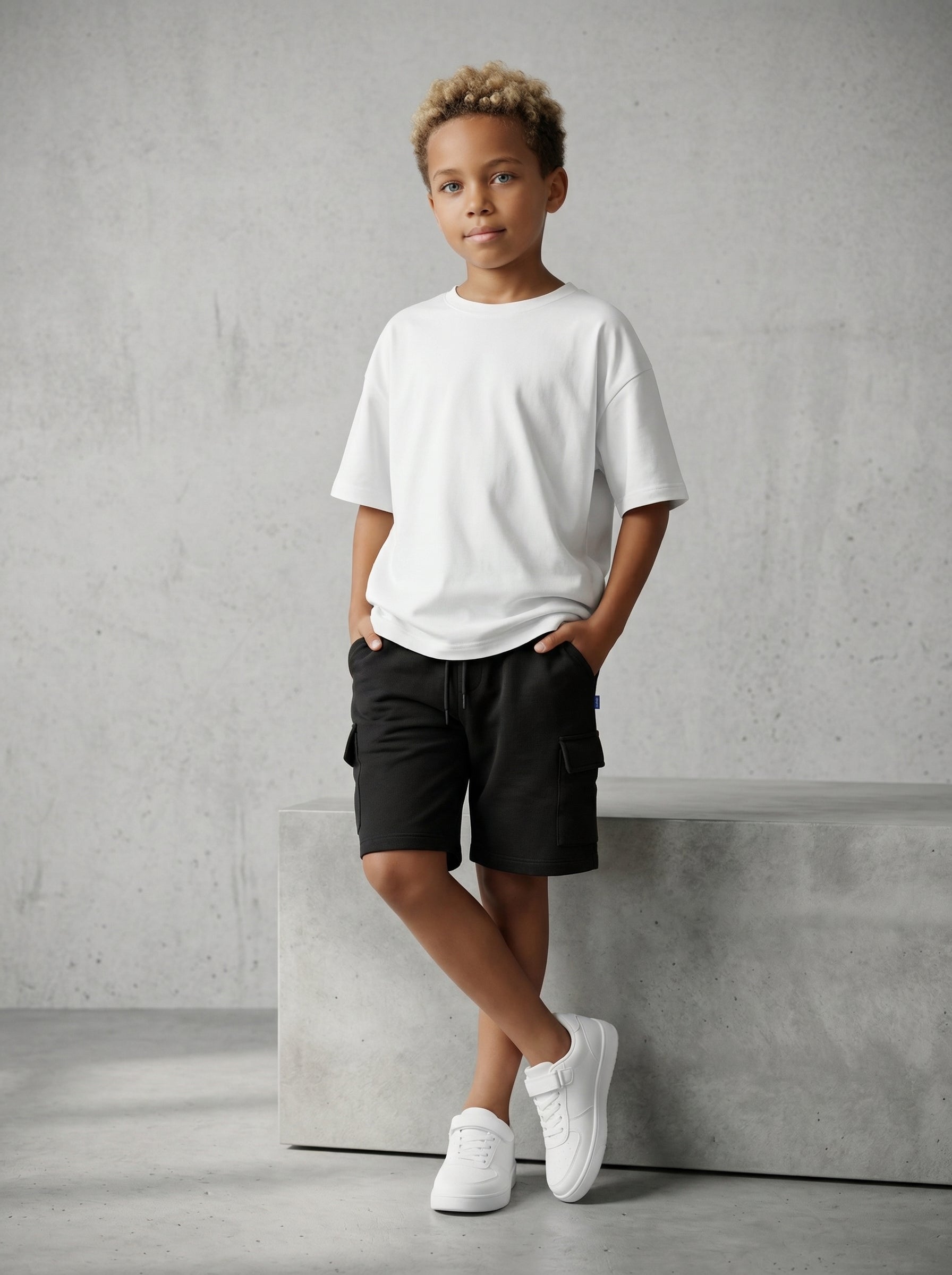 BERMUDA  JACK & JONES BAMBINO CARGO  IN FELPA  REGULAR NERO ART 12254213