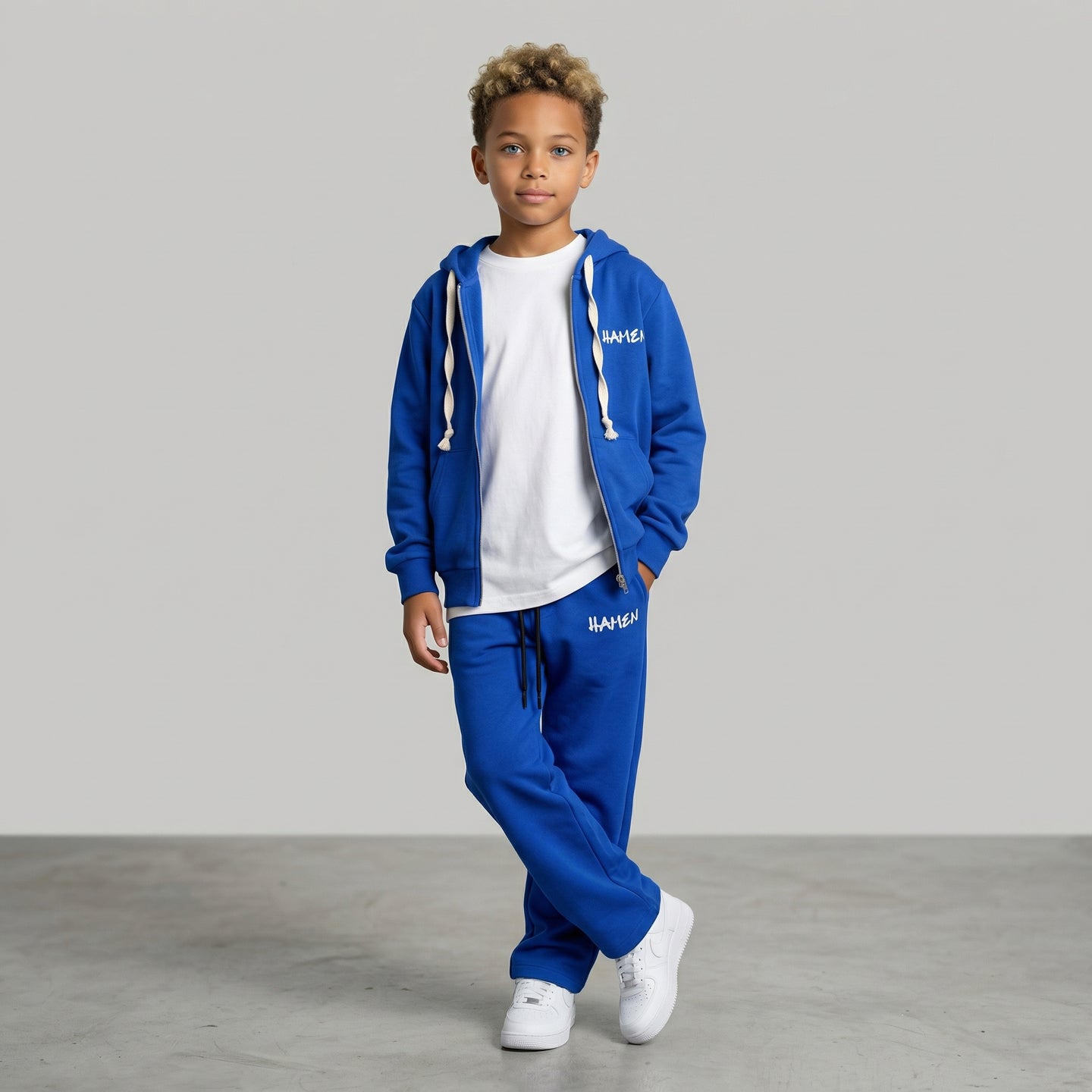 FELPA ZIP OVER BAMBINO CON CAPPUCCIO BASICA LOGO - HAMEN - ART. LOGO.H