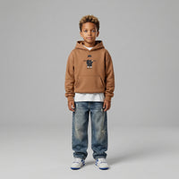 FELPA OVER BAMBINO CON CAPPUCCIO BOXY FIT OVER -  ORSO  PIU' COLORI - HAMEN