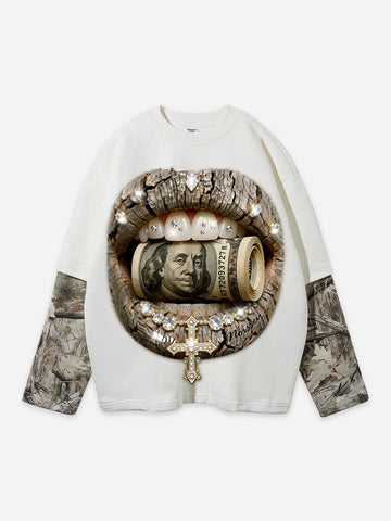 T-SHIRT MANICA LUNGA    BITING MONEY CAMOUFLAGE  - NOISSEY