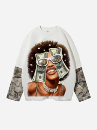 T-SHIRT NOISSEY LONG SLEEVE STAMPA DOLLARI MIMETICA