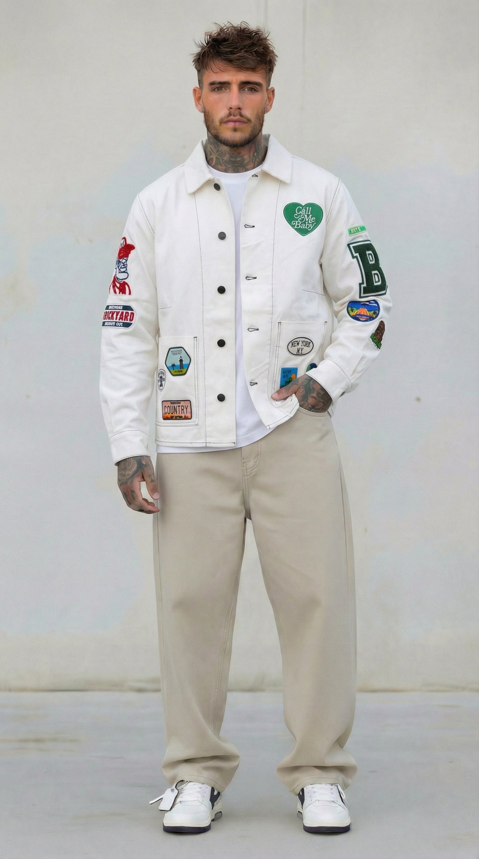 GIUBBINO GIACCA UOMO BERNA BIANCO CON PATCH - ART. 261227-30