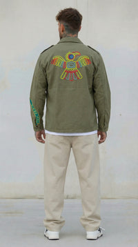 GIUBBINO OVERSHIRT UOMO BERNA VERDE  RICAMI AZTECHI - ART. 261282-6