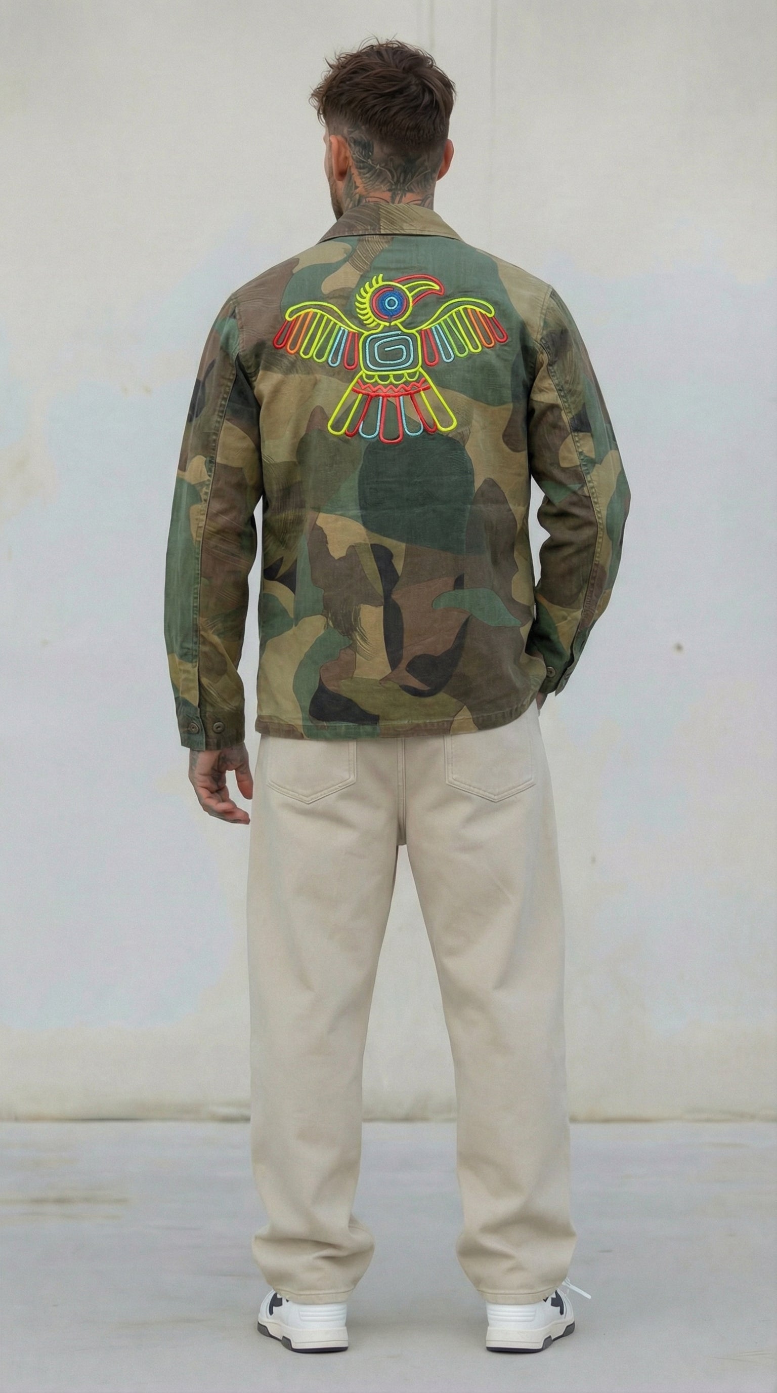 GIUBBINO OVERSHIRT UOMO BERNA CAMOU  RICAMI AZTECHI - ART. 26128430