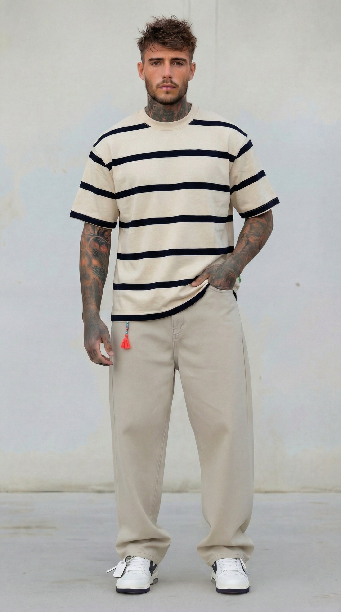 T-SHIRT UOMO  BOXY FIT RIGHE  - BERNA - ART. 261246 -30