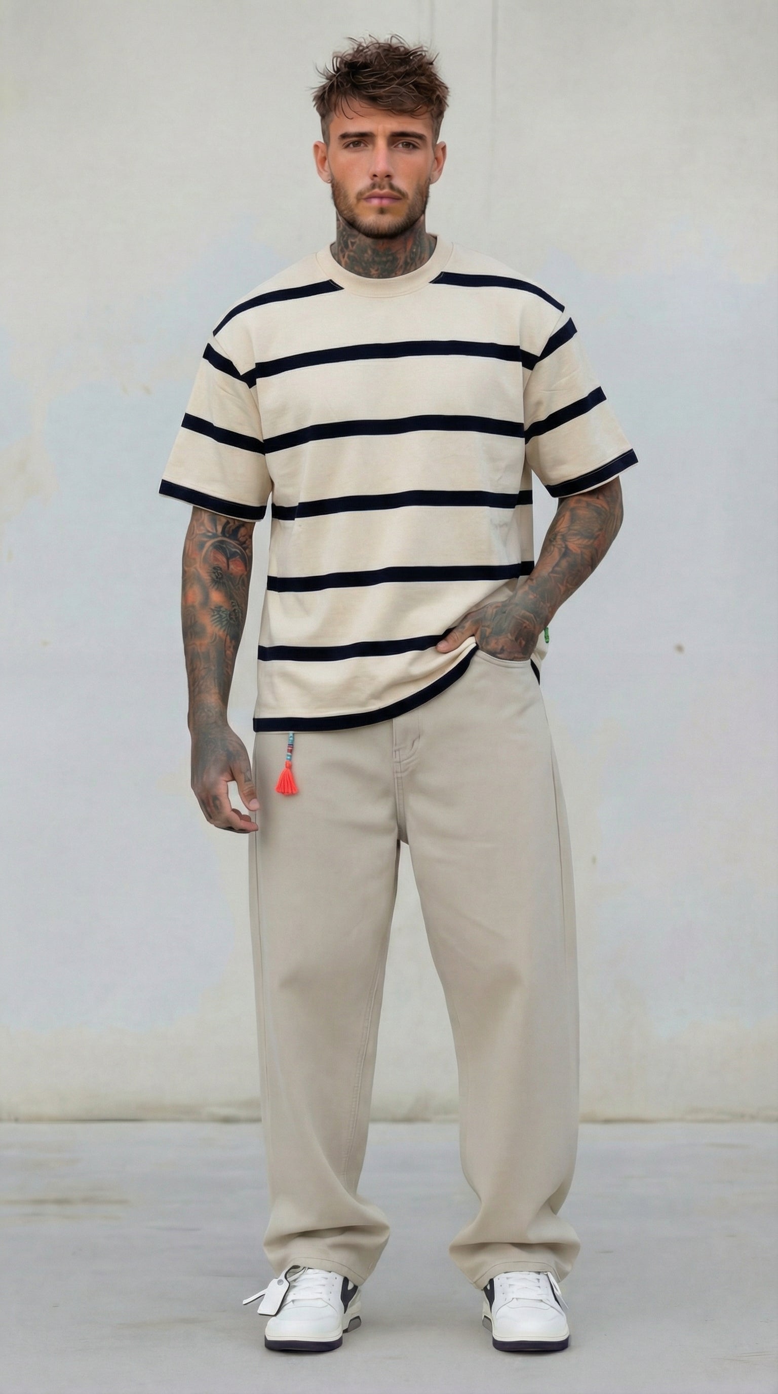 T-SHIRT UOMO  BOXY FIT RIGHE  - BERNA - ART. 261246 -30